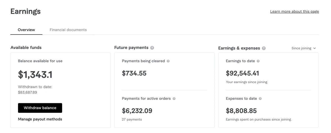 Danial&rsquo;s verified Fiverr earnings dashboard, showing $92,545.41 earned to date and $83,687.89 withdrawn since joining