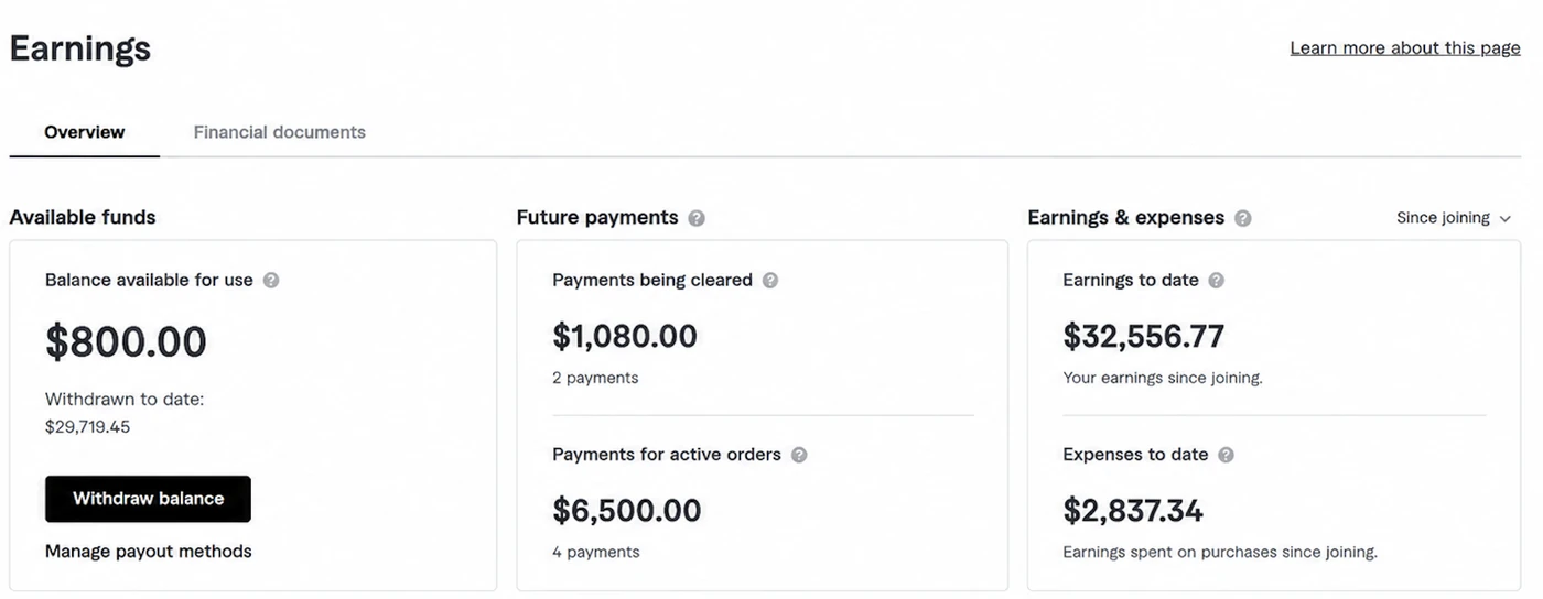 Hamza&rsquo;s verified Fiverr earnings dashboard, showing $32,556.77 earned to date and $29,719.45 withdrawn since joining