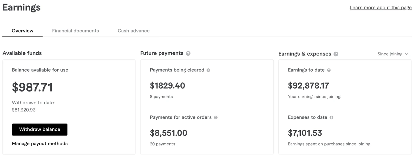 Shahmeer&rsquo;s verified Fiverr earnings dashboard, showing $92,878.17 earned to date and $81,320.93 withdrawn since joining